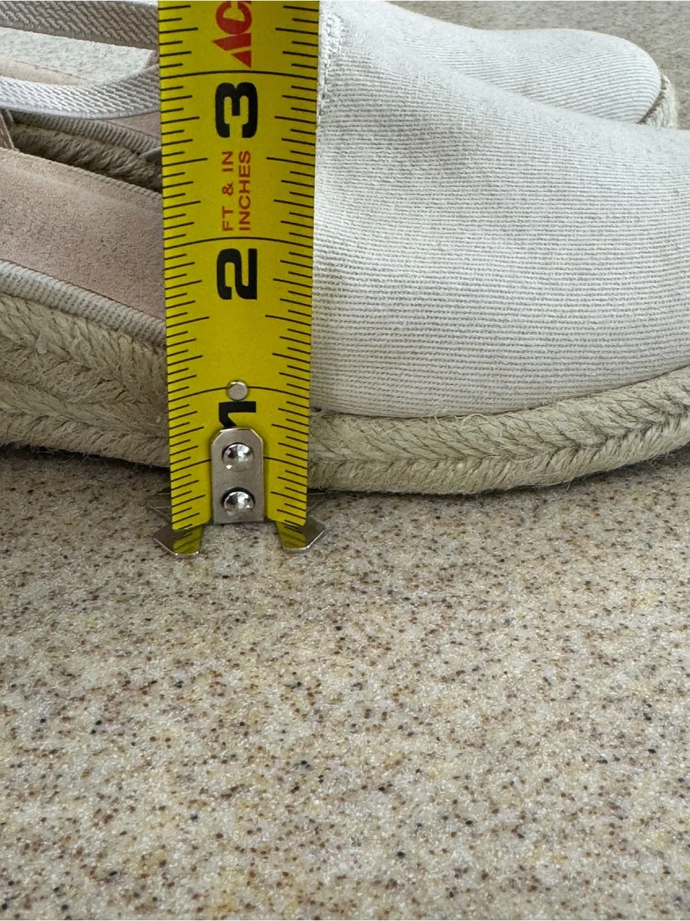 LifeStride Velocity 2.0 Katrina Espadrille Almond Beige Canvas Wedge Shoe 10 New